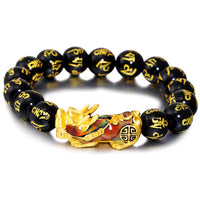 KarmaRipples FengShui PiXiu Obsidian Om Mani Padme Hum Reichtumsarmband
