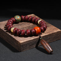 KarmaRipples Tibet Bodhi Seed Dzi Bead Tanzender Löwe Glücksarmband Handgelenk Mala