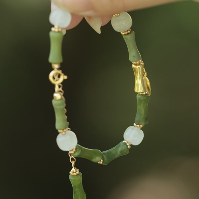 KarmaRipple's Green Bamboo Jade Lily of the Valley Wealth Bracelet p18