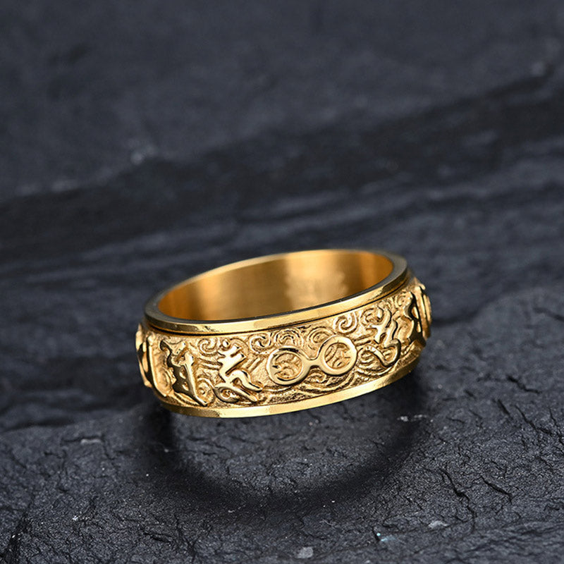 KarmaRipple's Six True Words Balance Calm Titanium Steel Ring p6