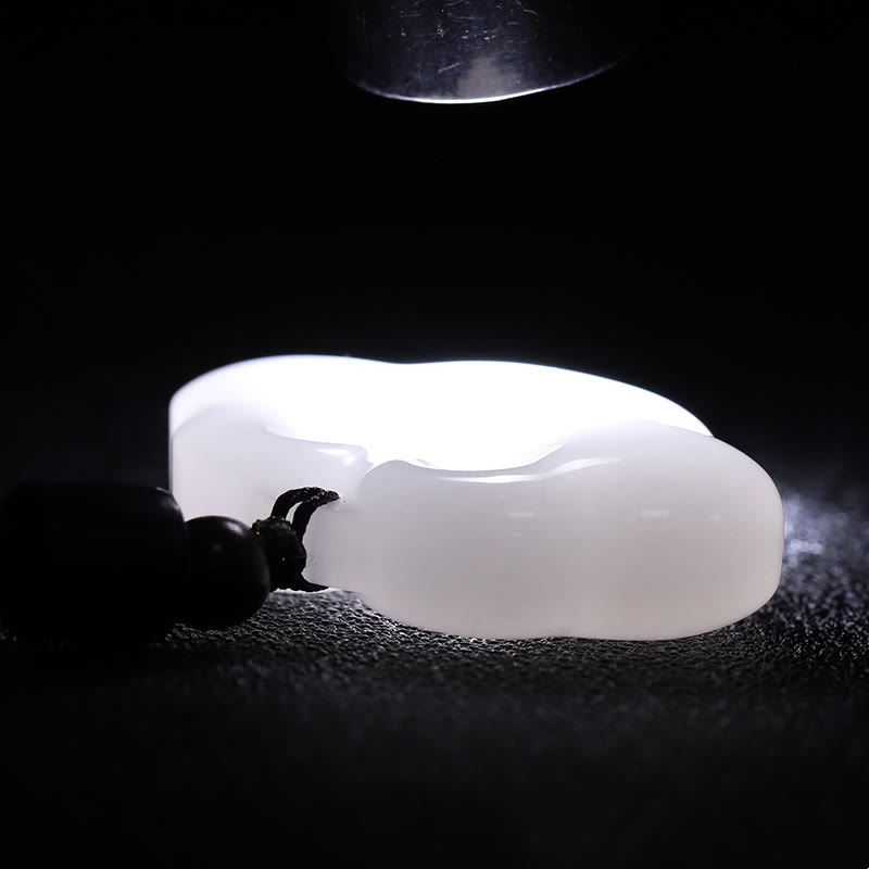 KarmaRipple's Tianshan Jade Golden Silk Jade Chinese Lock Talisman Abundance Pendant Necklace p15