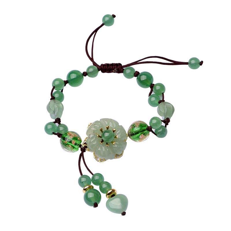 KarmaRipple's Authentic Green Jade Fortune Dangling Flower Bracelet p8