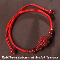 KarmaRipples chinesisches Sternzeichen-Natal-Buddha-Zinnabar-Amulett-Segensarmband