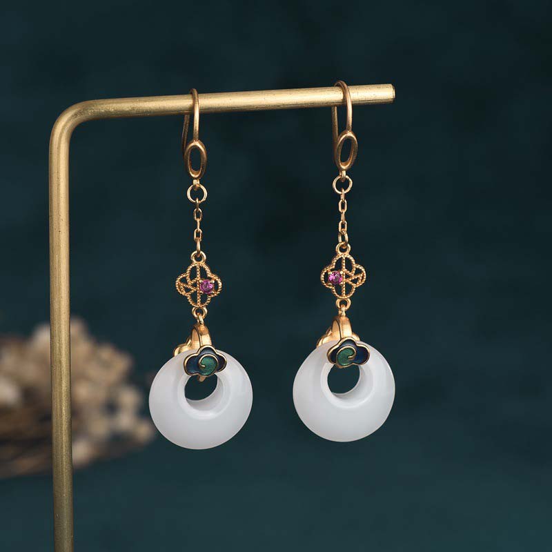 KarmaRipple's FengShui Ivory Jade Blessing Drop Earrings p3