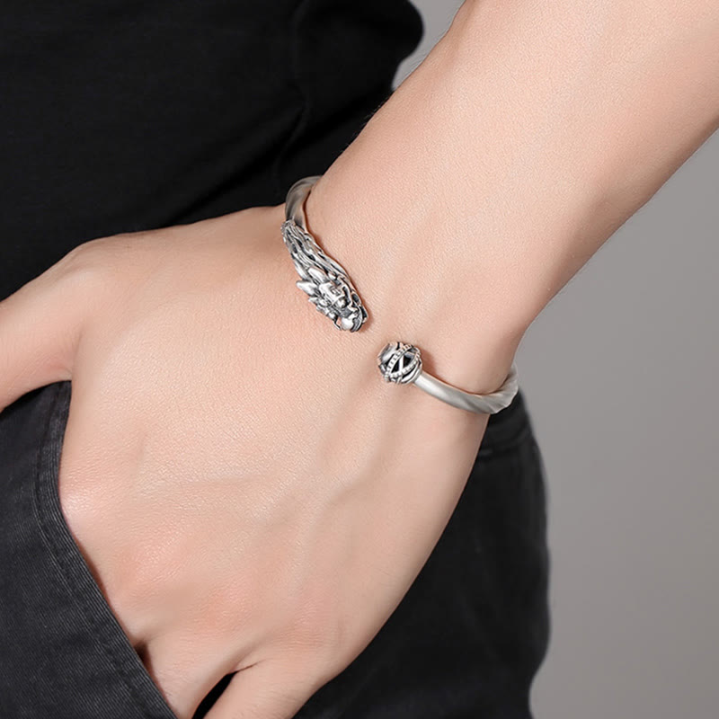 KarmaRipple's 999 Sterling Silver Year of the Dragon Fortune Strength Metal Cuff Bracelet Bangle p5