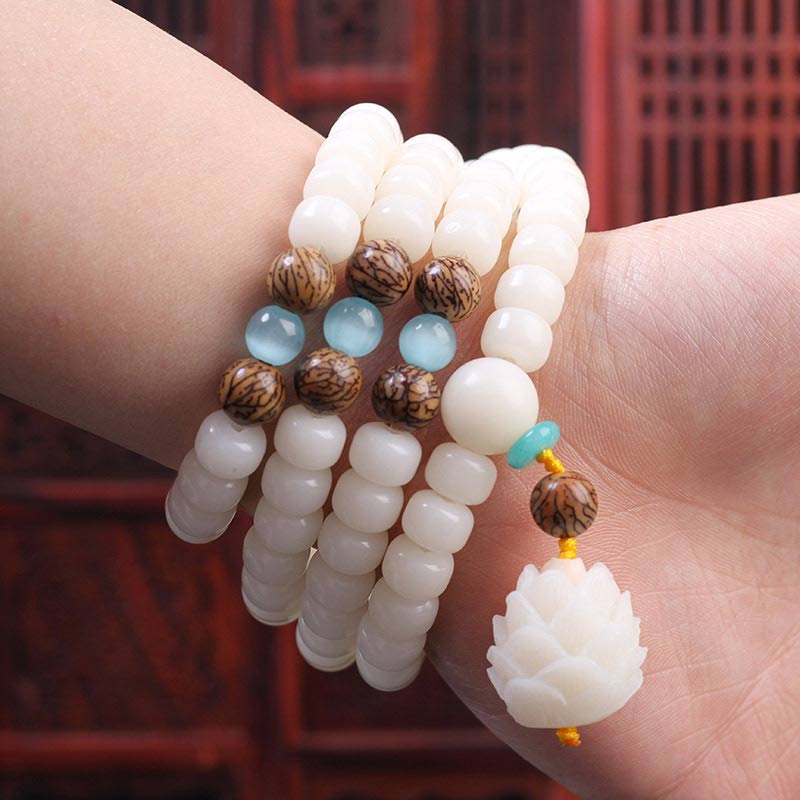 KarmaRipple's Tibetan Mala Ivory Bodhi Seed Peace Bracelet p6