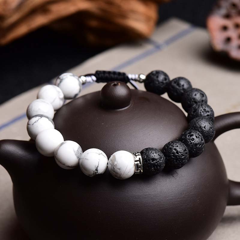 KarmaRipple's Yin Yang Lava Stone Protection Bracelet p1