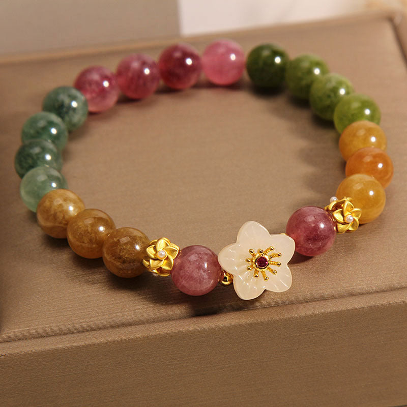 KarmaRipple's Colorful Tourmaline Jade Flowers Love Bracelet p5