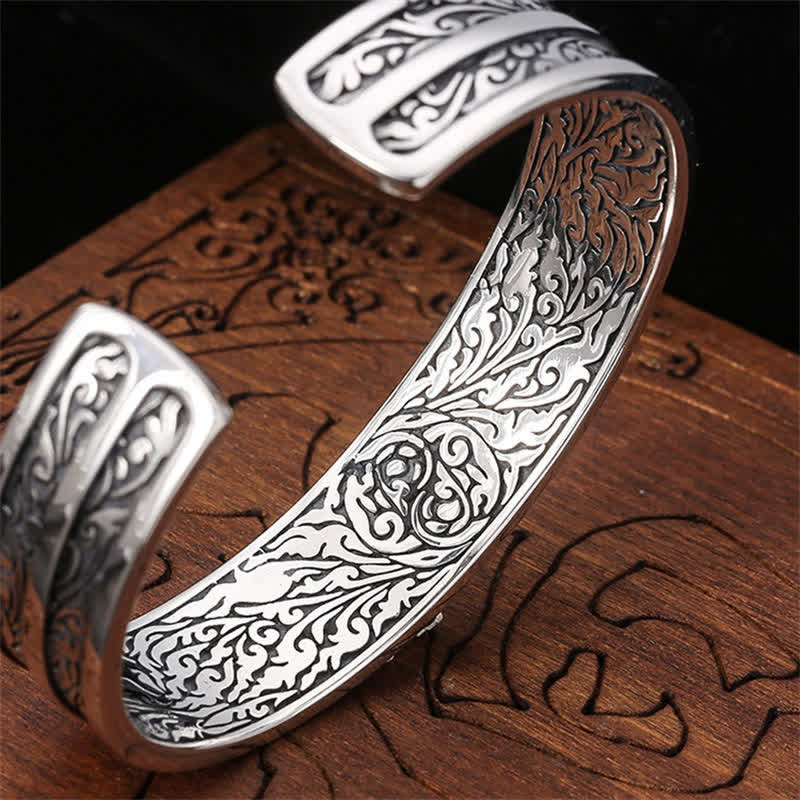 KarmaRipple's 925 Sterling Silver Vajra Dorje Engraved Spiritual Power Bracelet Bangle p5