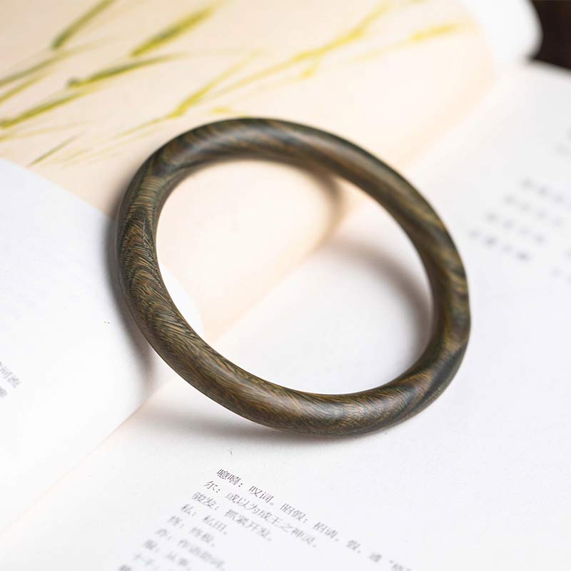 KarmaRipple's Tibetan Small Leaf Red Sandalwood Ebony Green Sandalwood Protection Bracelet Bangle p46