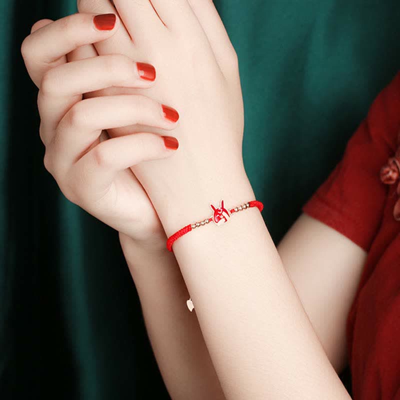 KarmaRipple's 925 Sterling Silver Chinese Zodiac Fortune Faith Discolor Red String Bracelet p17