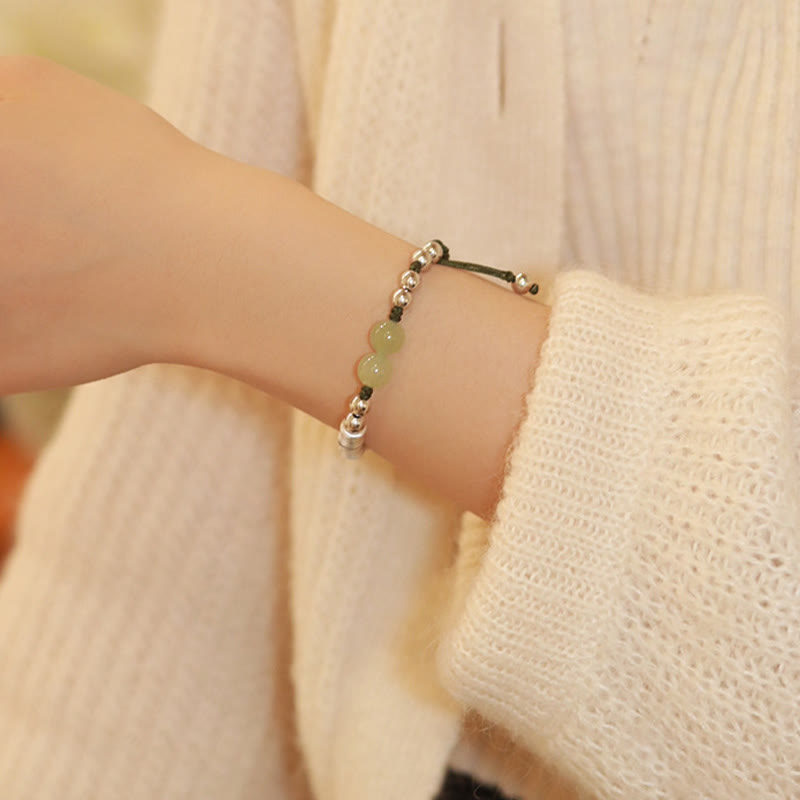 KarmaRipple's 925 Sterling Silver Authentic Jade Fu Character Bamboo Abundance Bracelet p10