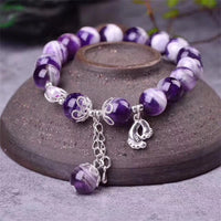 KarmaRipples 925 Sterling Silber Authentischer Amethyst Balancing Feet Love Heart Talisman Armband