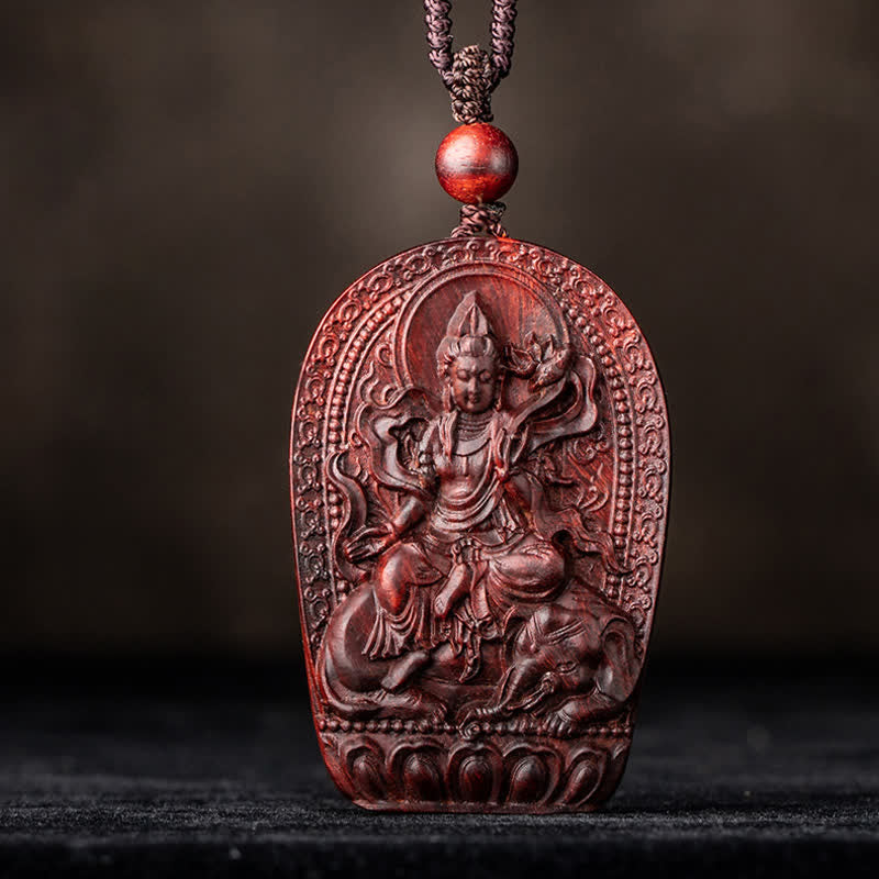 KarmaRipple's Chinese Zodiac Natal Buddha Small Leaf Red Sandalwood Lotus Protection Pendant Necklace p23