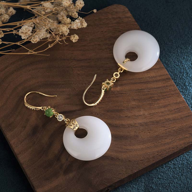 KarmaRipple's FengShui Ivory Jade Blessing Drop Earrings p11