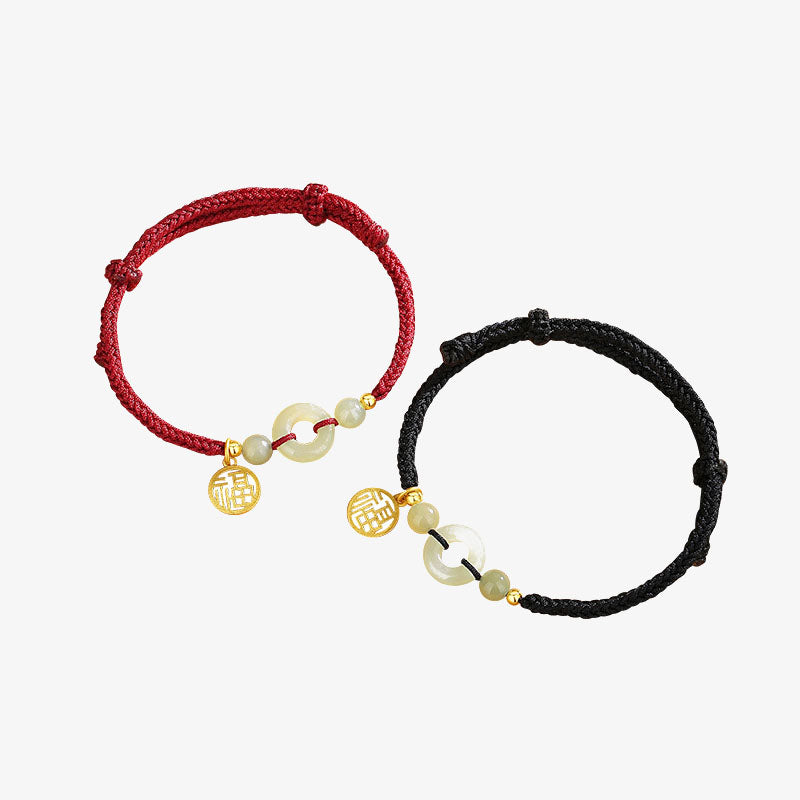 KarmaRipple's 925 Sterling Silver Hetian Jade Peace Buckle Fu Character Talisman Abundance Bracelet p9