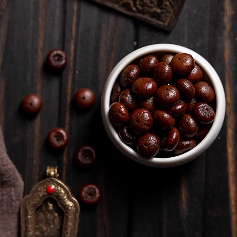 KarmaRipple's Authentic Tibet 108 Mala Beadwork Purple Bodhi Seed Hetian Cyan Jade Bronze Dorje Peace Bracelet p21