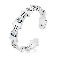 Verstellbarer Ring mit Hamsa-Symbol und Zirkonia von KarmaRipple aus 925er Sterlingsilber