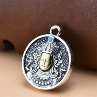KarmaRipples Halskette mit Schutzanhänger aus 925er Sterlingsilber mit grüner Tara und doppeltem Dorje-Vajra
