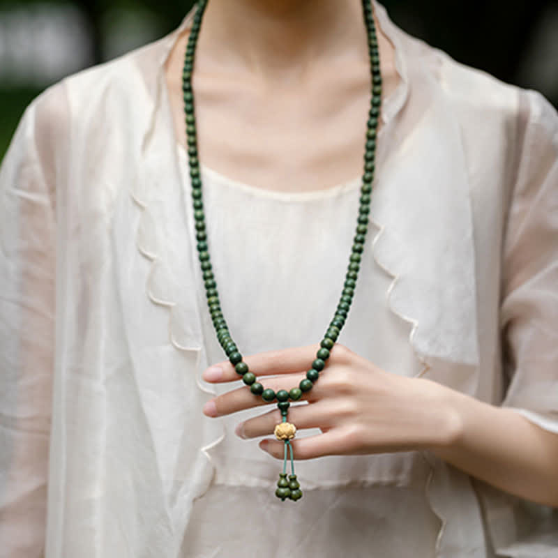 KarmaRipple's 108 Mala Beadwork Green Sandalwood Boxwood Lotus Positive Bracelet p6